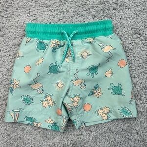 Tommy Bahama Swim Trunks Boys 18 Months Turtle Flamingo Seashells Beach Swimming